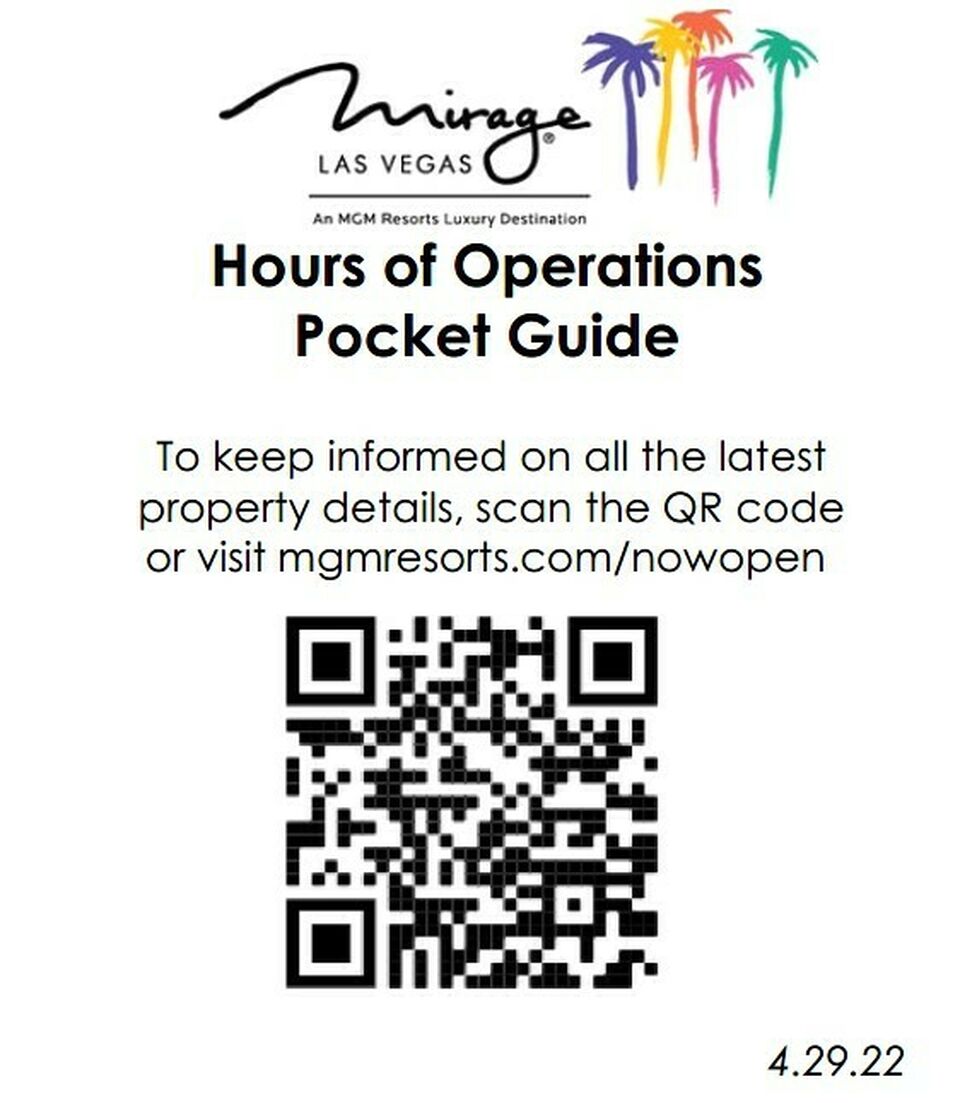 Mirage Hours of Operation QR Code 2022 05 03